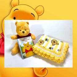 Disney Winnie the Pooh and Bees Crocheted Baby Blanket & Plush Set