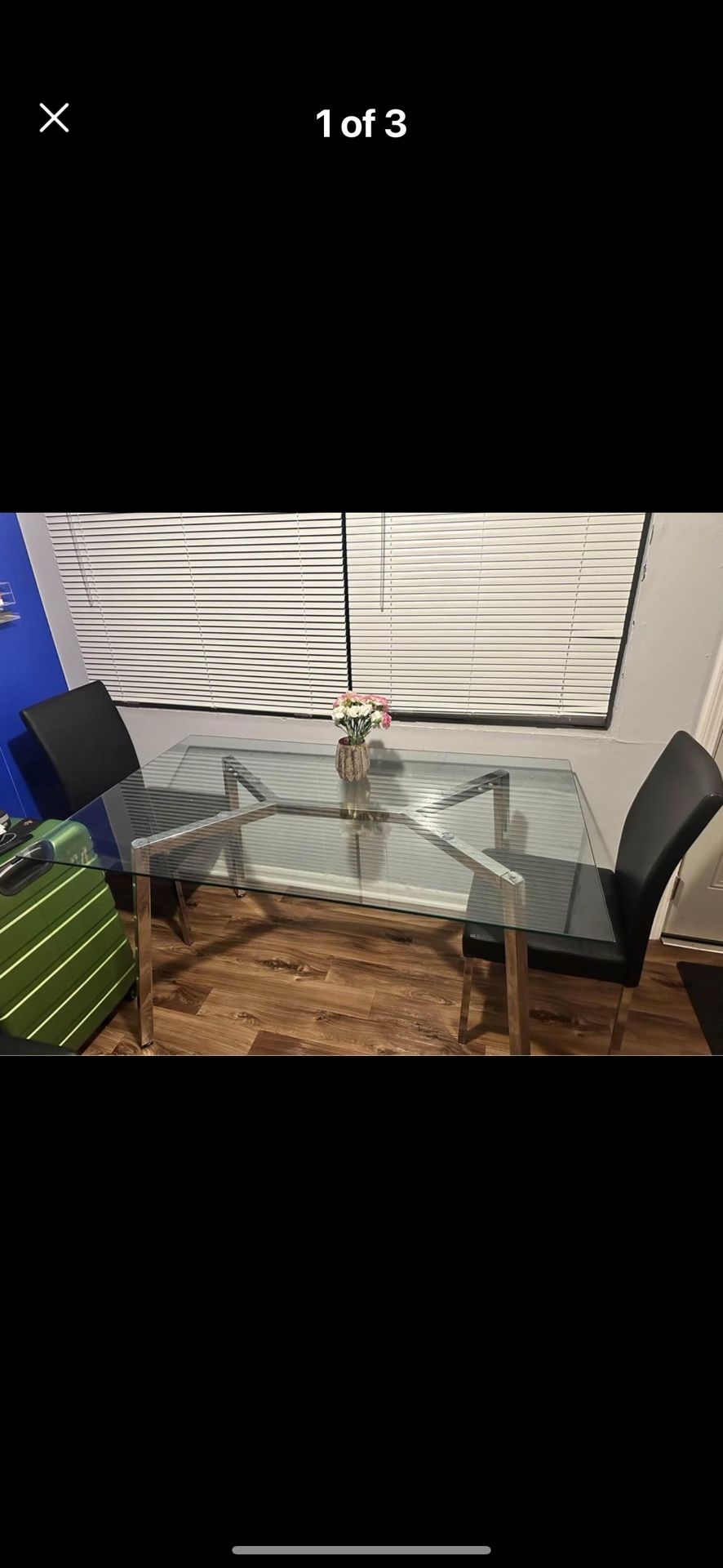 250 OBO Glass Top Dinning Table W/ Chairs 