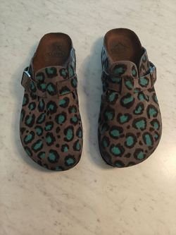 Leopard Print Suede Clogs