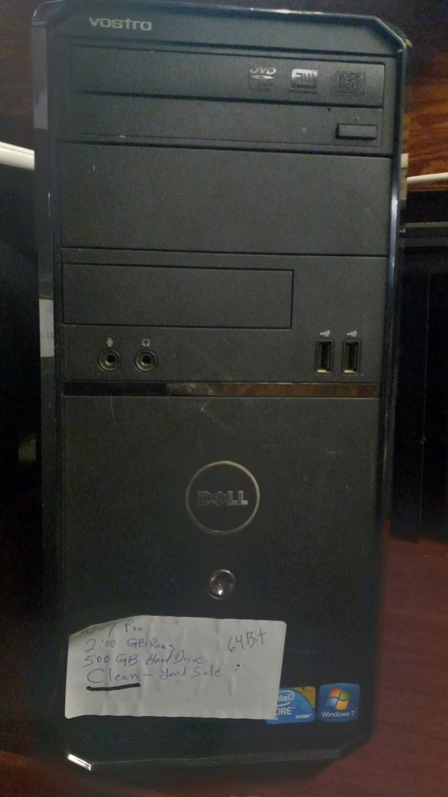 Dell Tower Windows 7 Pro 2.00 Gb RAMS HD 500 Gb