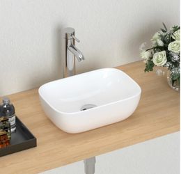 14.5'' X 10'' Bathroom Small Vessel Sink Above Counter White Porcelain Ceramic Sink Bowl Small Vanity Sink Lavatory Wash Basin