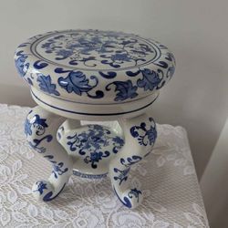 Blue and White Floral chinoiserie Porcelain Stand