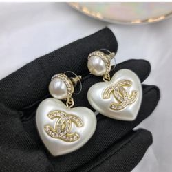 Chanel resin heart drop earrings