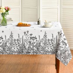 Horaldaily Spring Summer Tablecloth 60 x60 Inch Rectangular Black
Wild Flowers Floral Seasonal Fall Washable Table Cover for Party Picnic Dinner Decor