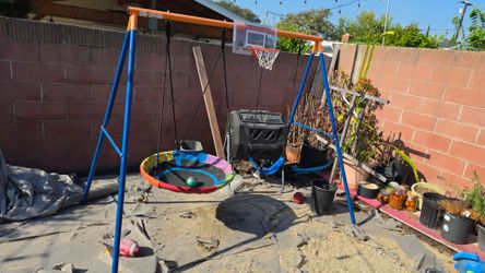 Outdoor metal swing set