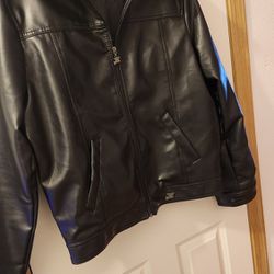 Armani A Emporio Collezion Black Faux Leather Women’s Coat Jacket Size S