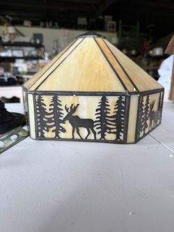 Stained Glass Lamp Shade with Deer Silhouette