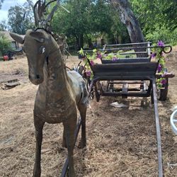 Art Metal Horse 🐎 Antique Buggy 