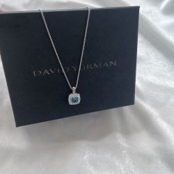 Petite Albion Silver Diamond Blue Necklace