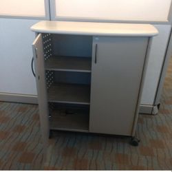 Storage Cabinet With Casters And Counter Top 