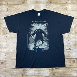 Vintage The Thing Movie Horror Mens XL Black Short Sleeve T-Shirt - Alien Terror