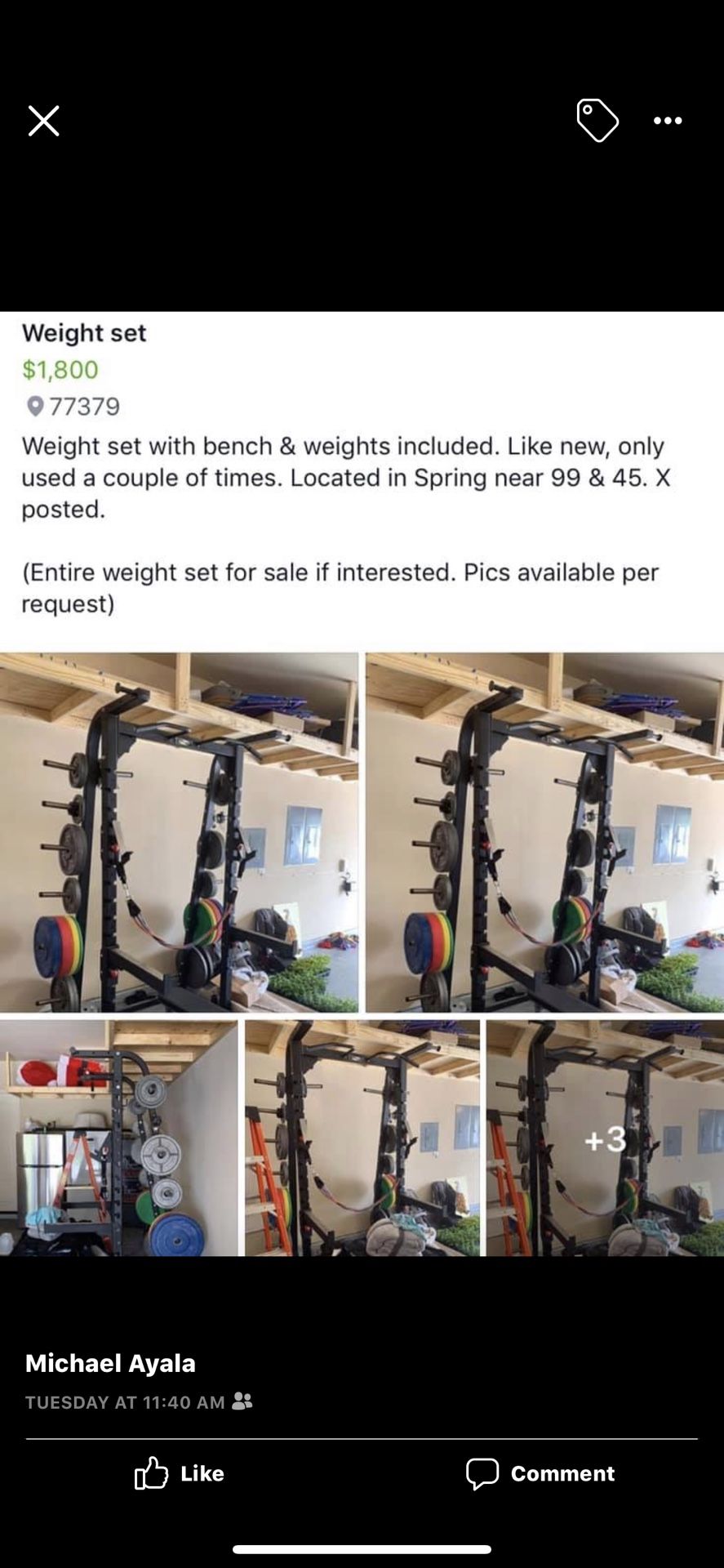 Rack and weights are available. Really only looking to sell it all as a set.