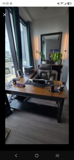 **PRICED TO SELL** Dark Wood Executive Desk  L-Shape