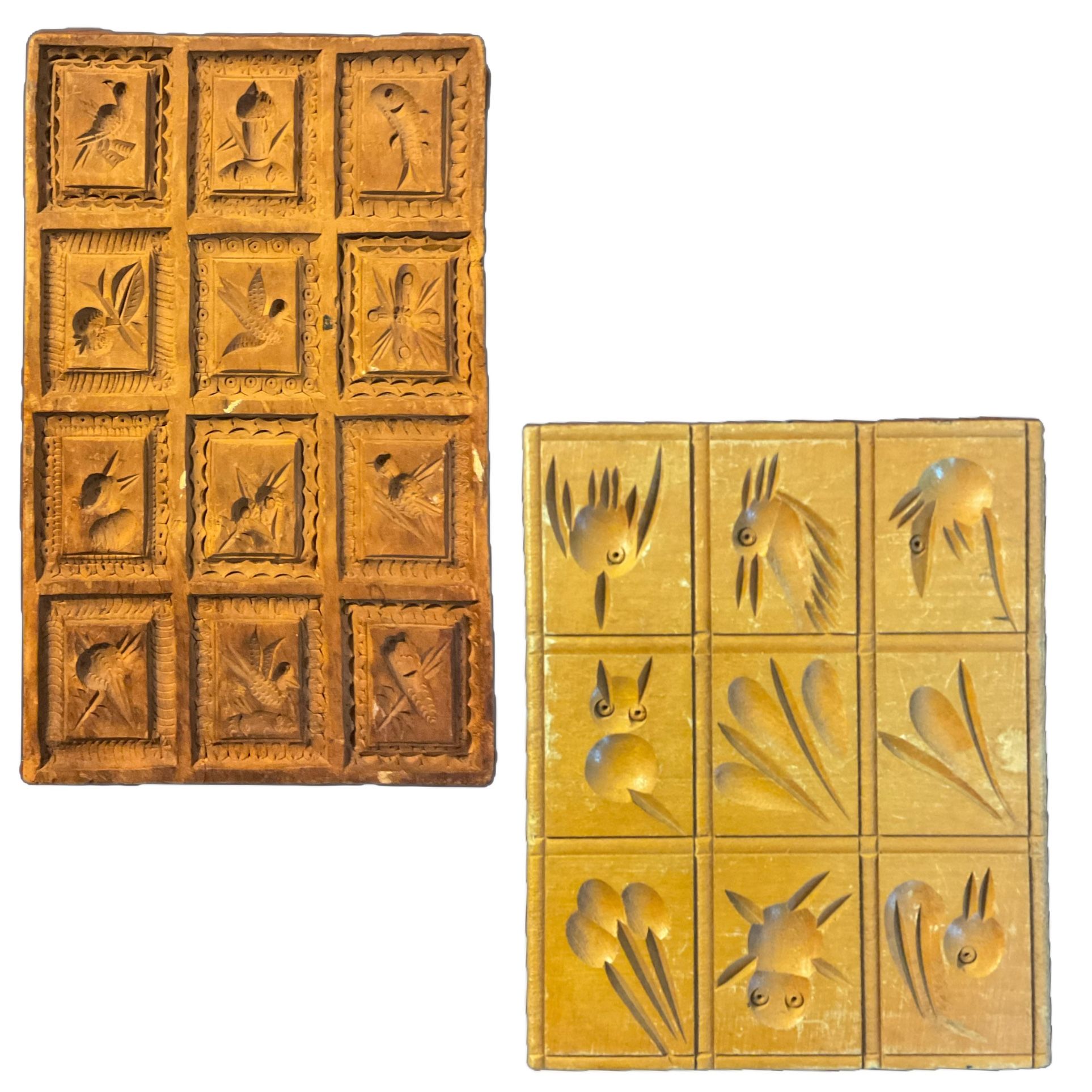Springerle Antique Wooden Cookie Molds Lot Of 2 Vintage Germany Baking