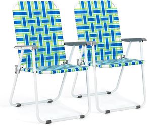 VINGLI Patio Lawn Webbed Folding Chairs