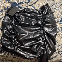 New Leather Ruched Skirt 
