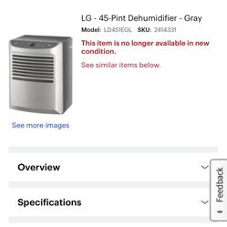 LG Dehumidifier