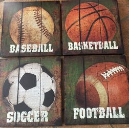 4 Cuadros Para decoración, y 3 Figuras de balones para colgar 