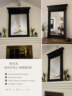 Large Black Wood Framed Mantel Mirror – Modern Farmhouse