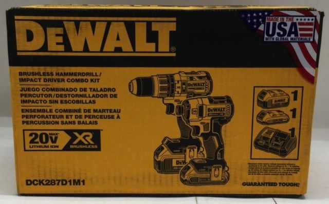 Dewalt 20-Volt MAX XR Cordless Brushless Hammer Drill/Impact Combo Kit (2-Tool) with (1) Battery 2Ah and (1) Battery 4Ah