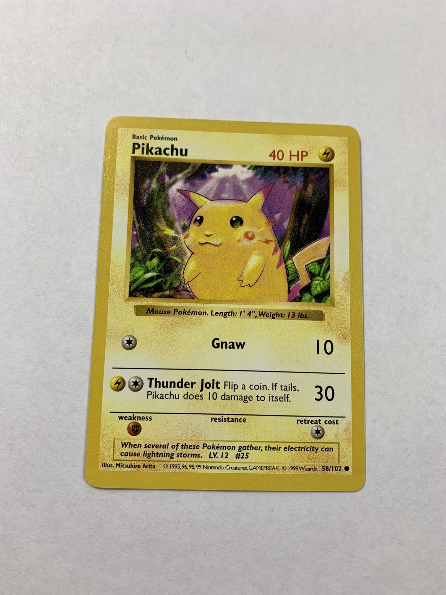 Pikachu Red Cheeks Error Card Base Set Shadowless 58/102 Played