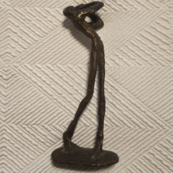 9" Bronze Golfer Statue Brutalist Art Vintage Heavy Abstract Figurine