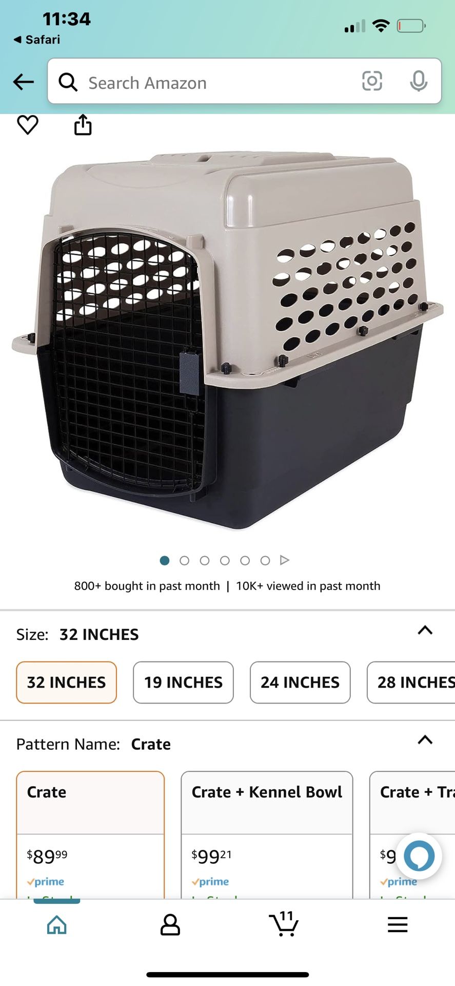 Petmate Vari Dog Cat Kennel 32", Taupe & Black, Portable Dog Crate By PETMATE
