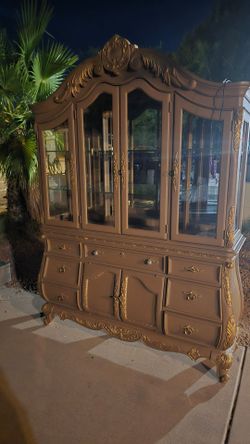 Ornate French Baroque China Cabinet Hutch