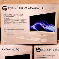 New HP 23.8 inch All-in-One Desktop PC FHD Touchscreen Intel i3 , 8GB, 256GB SSD Windows 11 Home Shell White