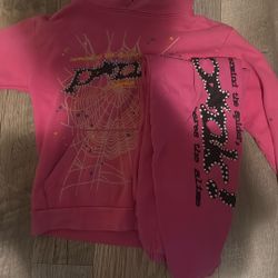 Sp5der Pink Set Small Sweater And Pants 
