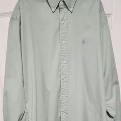 Polo Ralph Lauren Shirt Men’s Large Green Button Up Long Sleeve