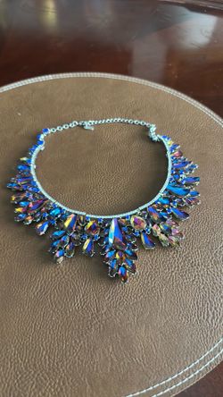 Iridescent Crystal Statement Bib Necklace