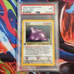 Ditto 3/62 HOLO 1st Edition - Fossil - PSA 9