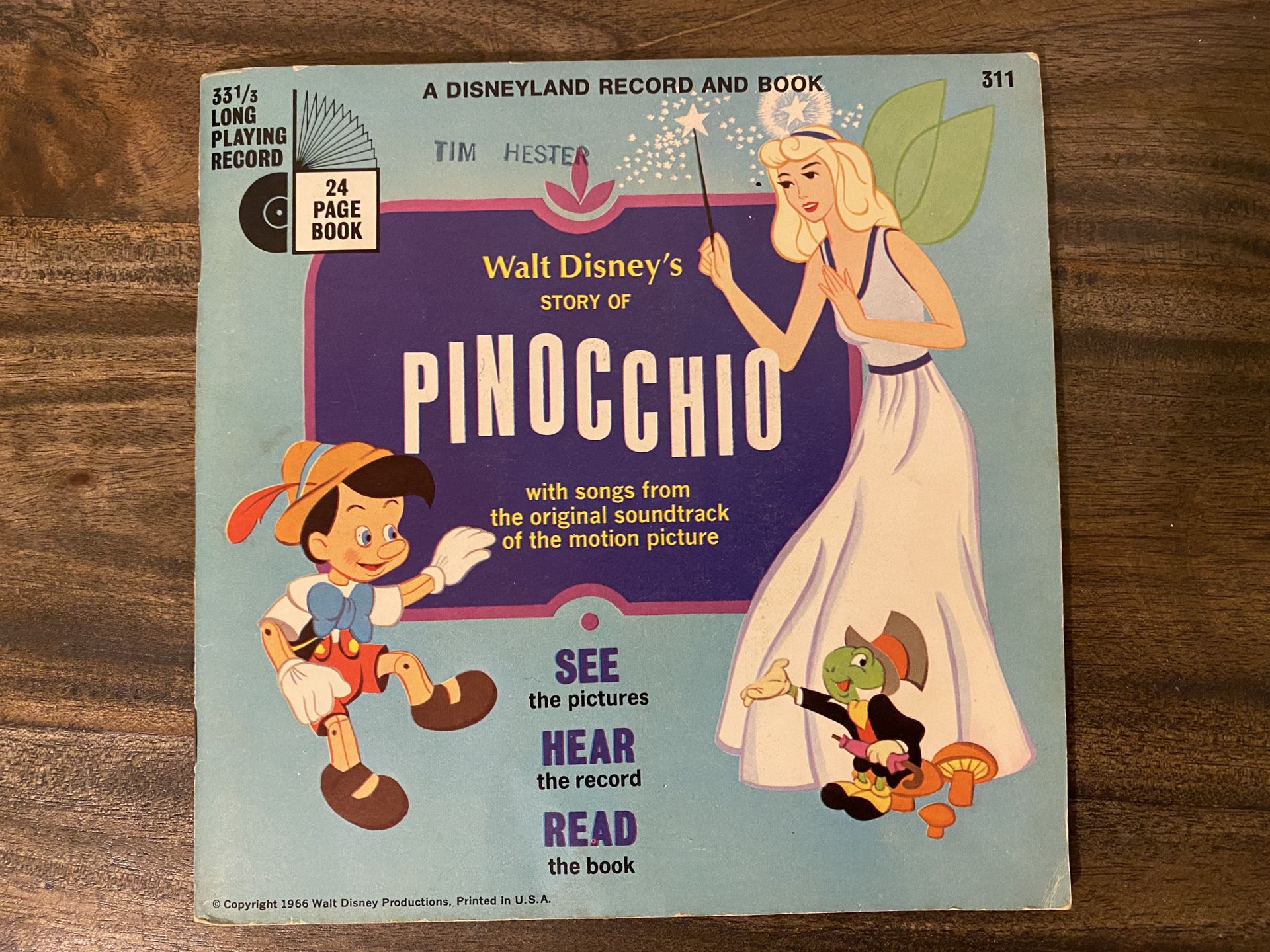 Vintage Disneyland Record And Book Pinocchio