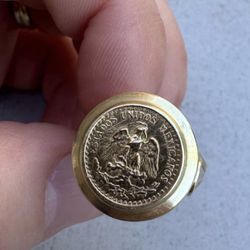 Vintage Mexican "Dos Pesos" Gold Coin Ring  24kt