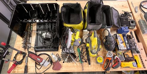 Tote Box of Tools and Accessories