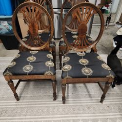 Hepplewhite Style Oval Back. Reed Style legs. Popular turn 19th Century. Set 4. Refinished Seat. 
