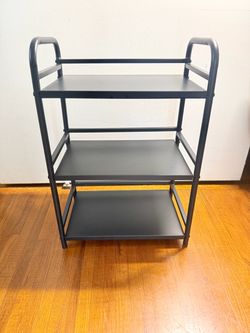 Black Metal 3-Tier Storage Utility Stand / Cart – 28" H x 19" W x 12" D