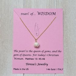 14k Solid Gold Layer On Silver Water Pearl Necklace 18in