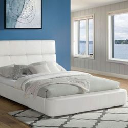 Brand New White Leatherette Twin Size Bed Frame