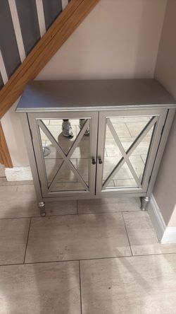 Beautiful Mirrored Accent Cabinet – Elegant Silver Finish