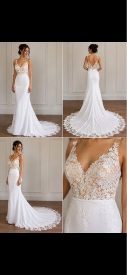 White Lace Bodice Mermaid Wedding Gown