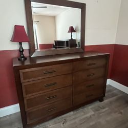 Wood dresser & Mirror 