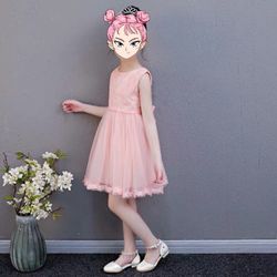 New girl’s dress pink white laced dress