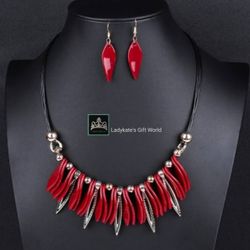 New Luxury Fashion Acrylic Classic Jewelry Set  Red 