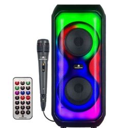 Max Power Aura Dual 4" Bluetooth Karaoke Speaker with LED Lights