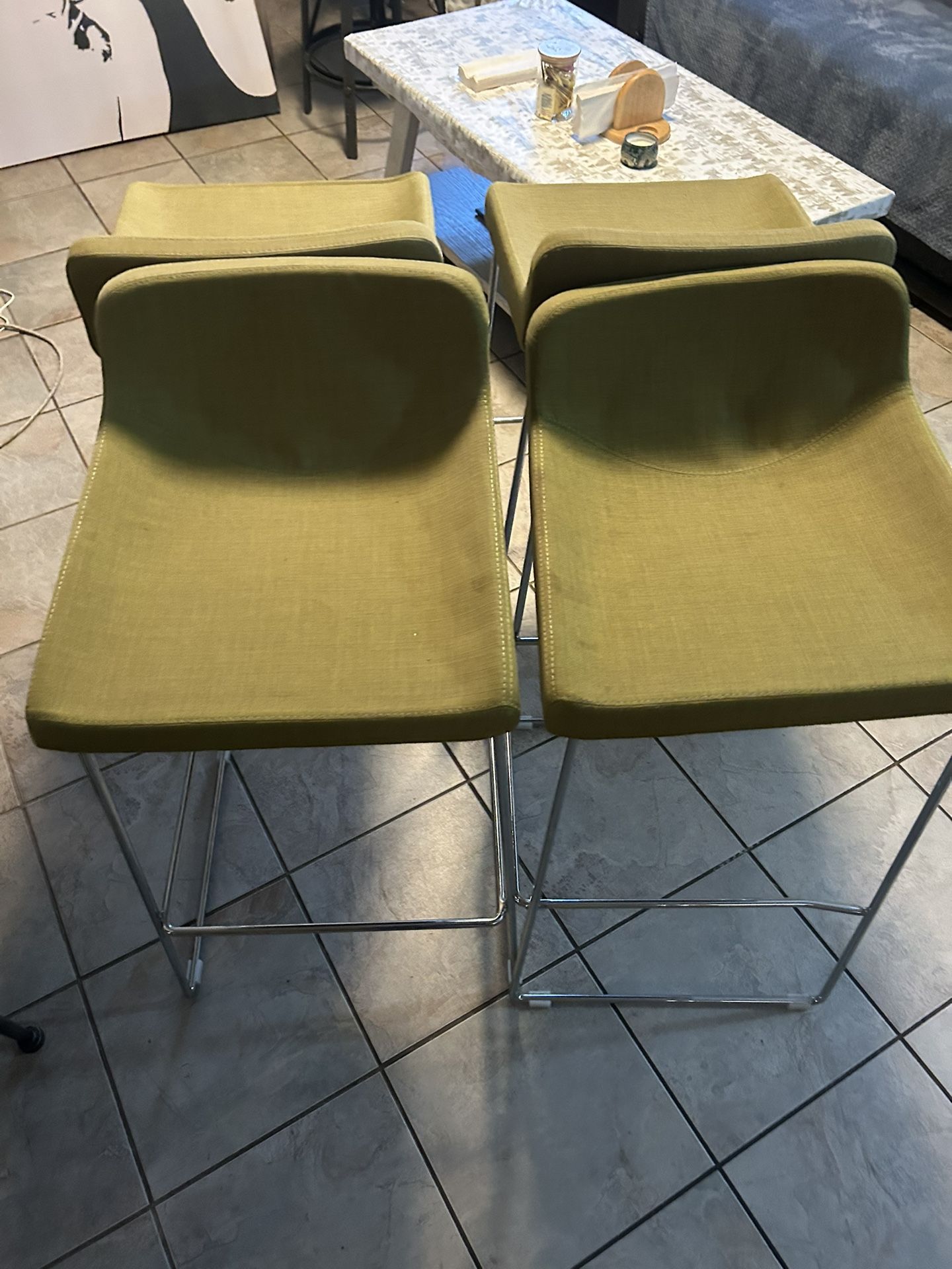 4 Retro-Style Bar Stools – with Chrome Legs