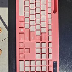 Pink wireless mouse and keyboard