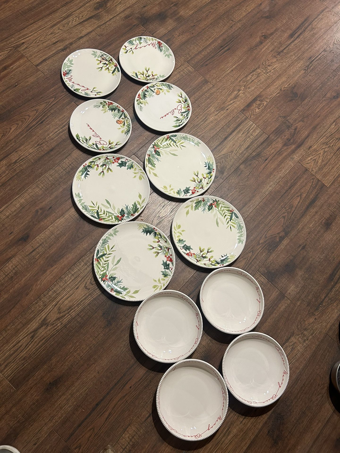 12-piece set Better Homes & Gardens Winter Botanical Stoneware Plates Christmas 9" 11”