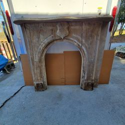 Fireplace Mantel Surround, Antique Early 1800’s, Solid Wood, Arched Opening, Architectural Salvage